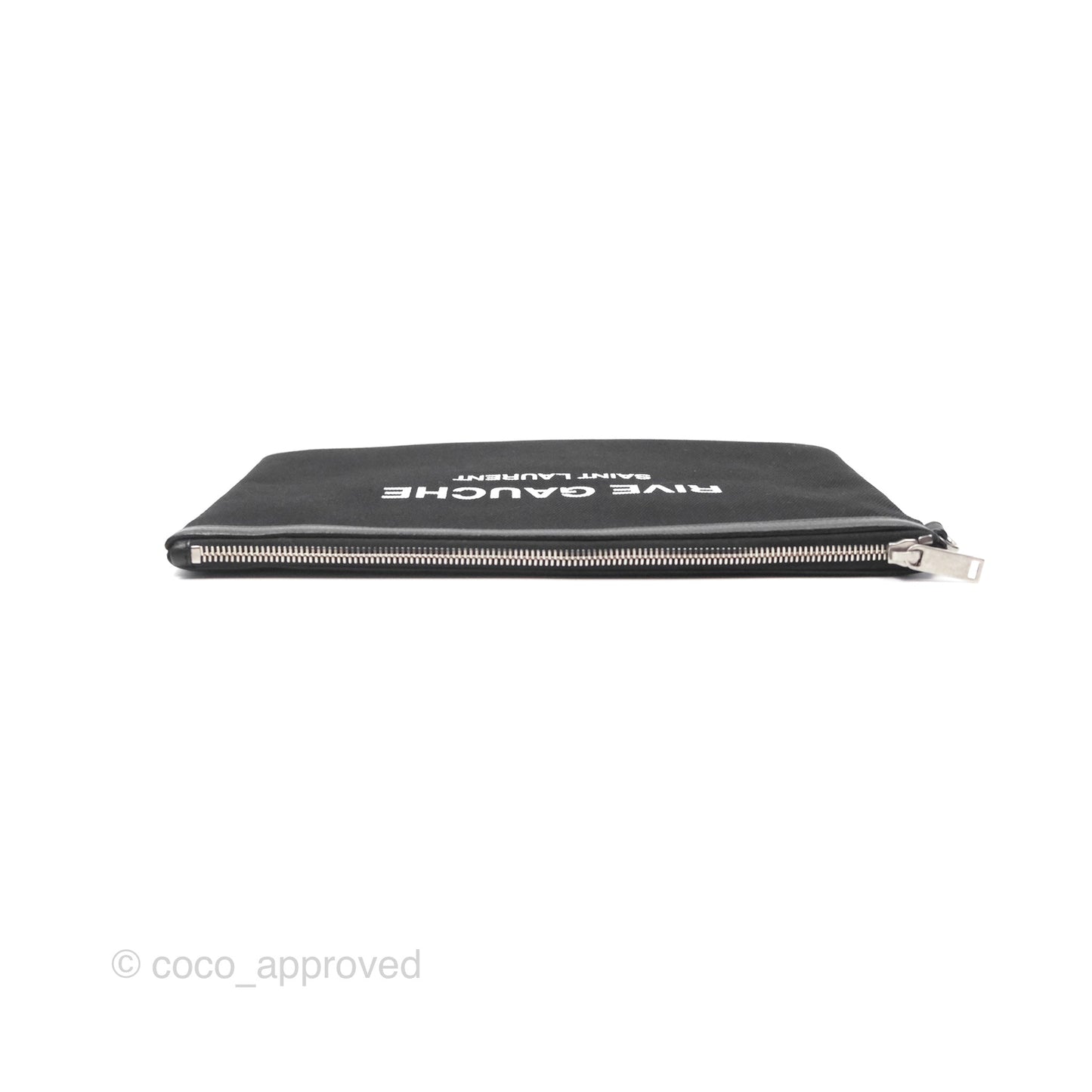 Saint Laurent Rive Gauche Zippered Pouch Black Canvas