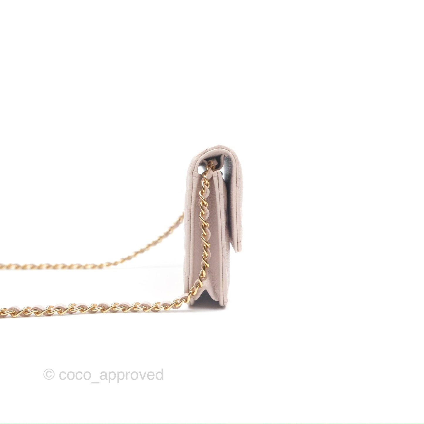 Chanel Miss Coco Clutch With Chain Quilted Lilac Pink Caviar Gold Hardware