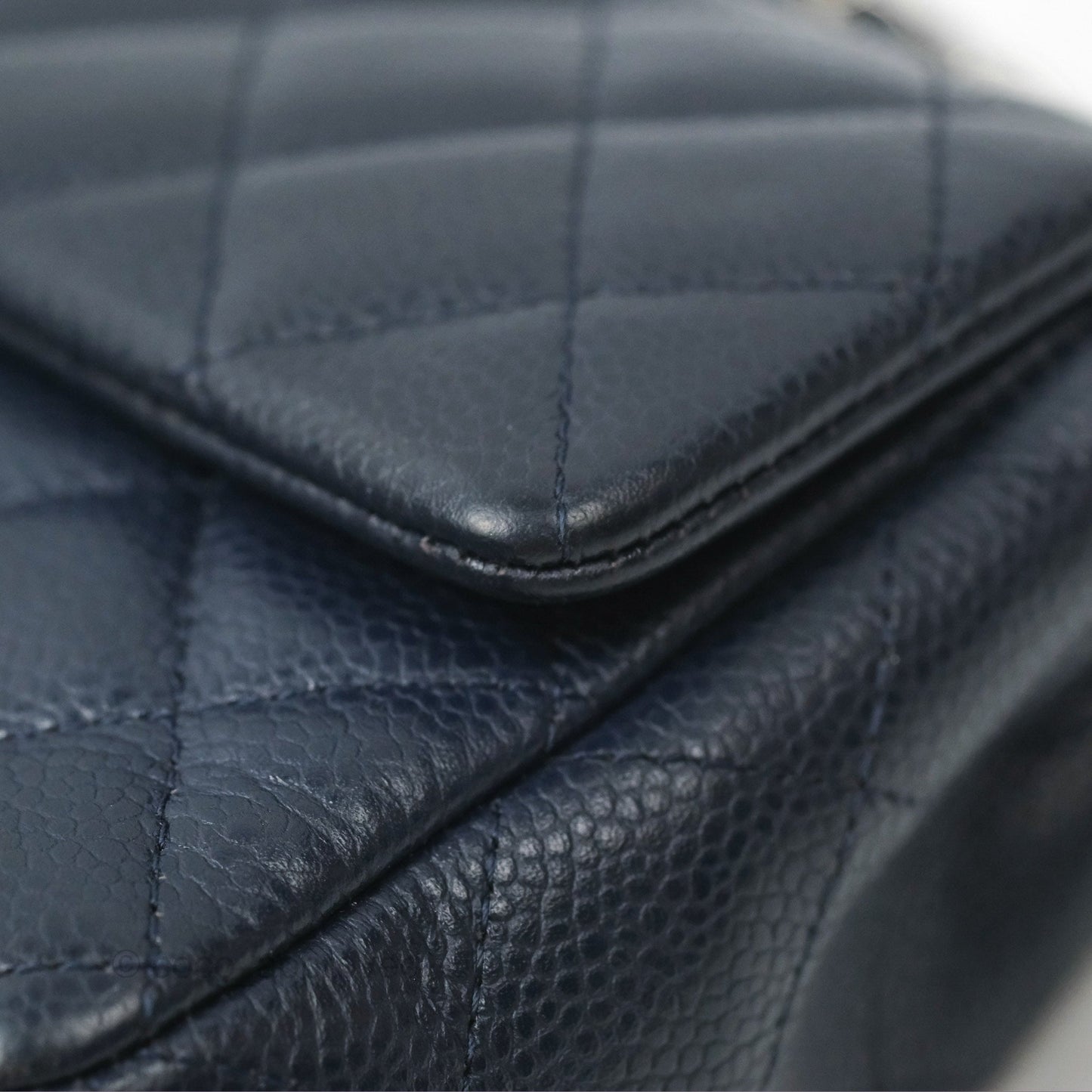 Chanel Quilted Mini Rectangular Flap Navy Caviar Silver Hardware