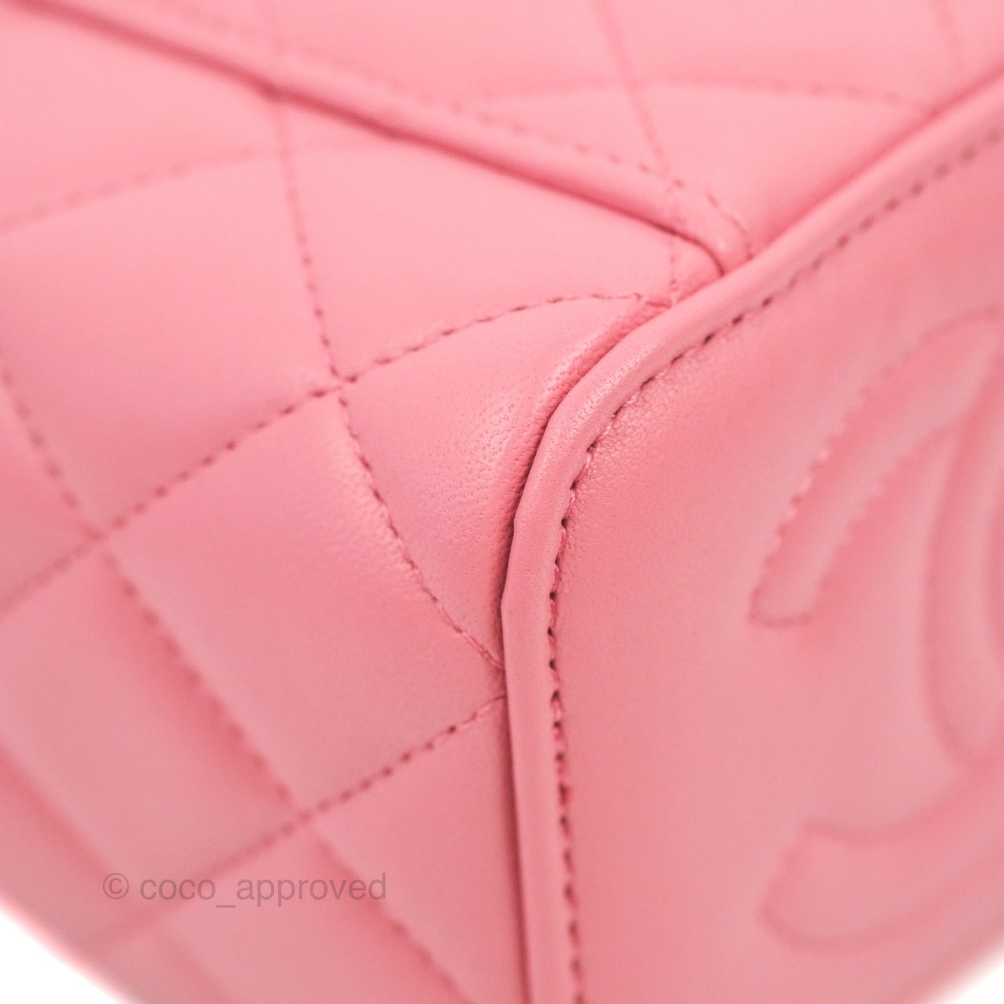 Chanel Mini Top Handle Vanity With Chain Pink Lambskin Gold Hardware
