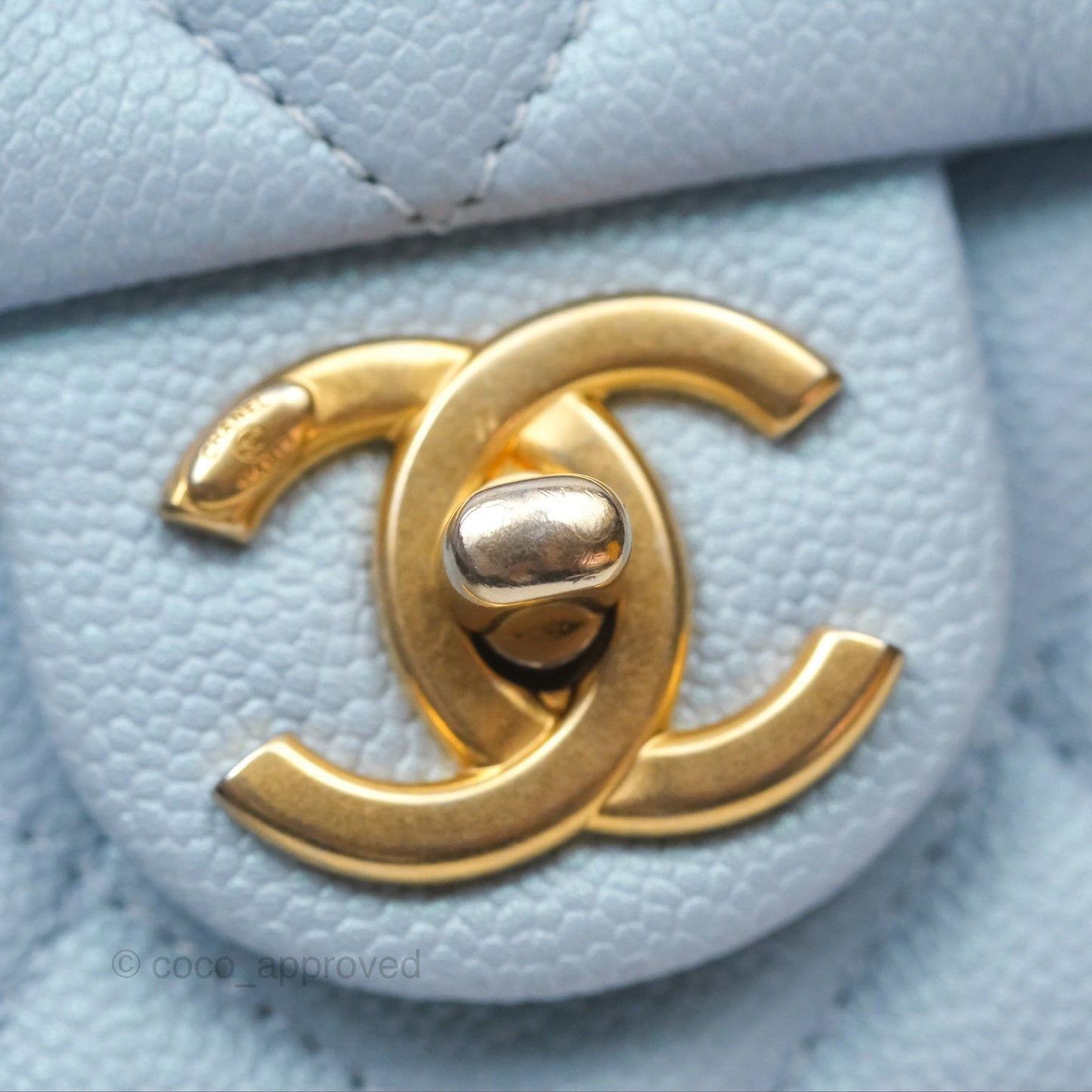 Chanel Quilted My Perfect Mini Iridescent Blue Caviar Aged Gold Hardware