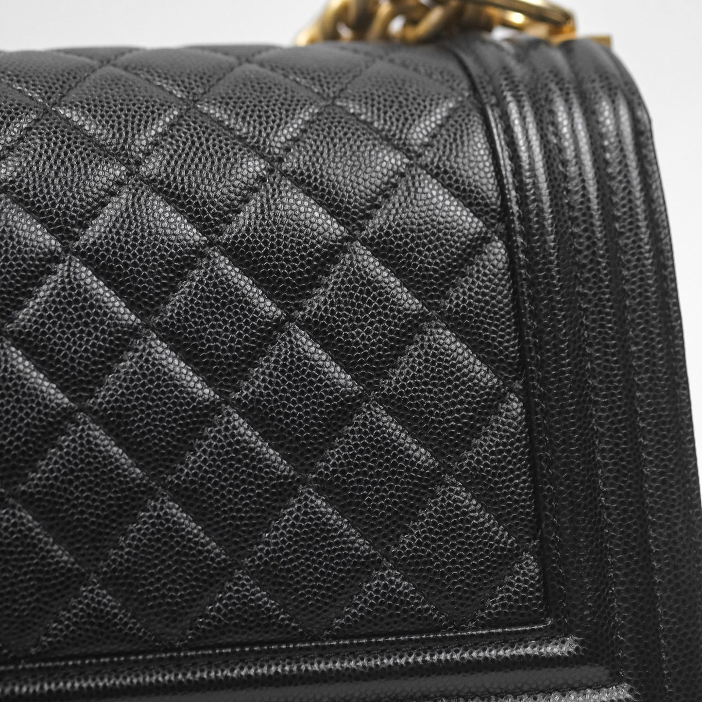 Chanel Medium Boy Quilted Black Caviar Aged Gold Hardware