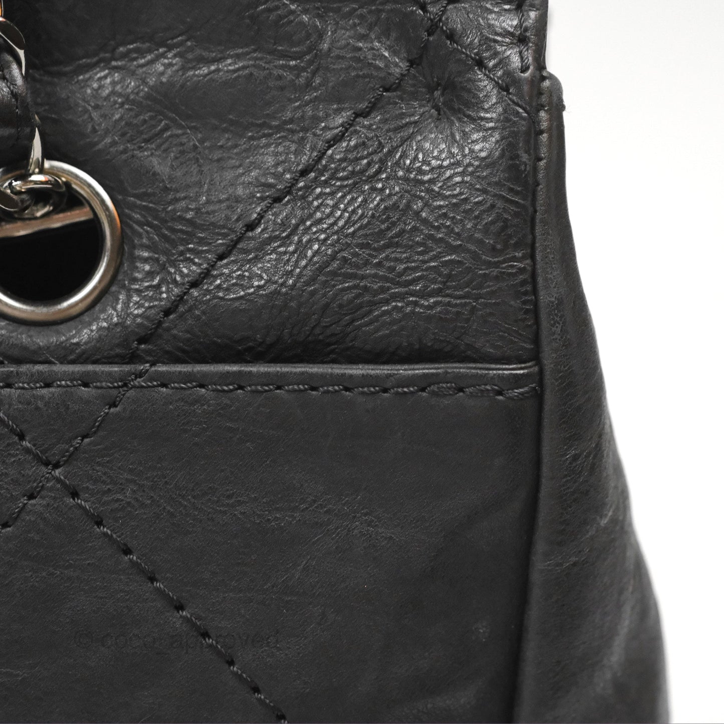 Chanel Large Hamptons Shopping Tote Black Washed Calfskin