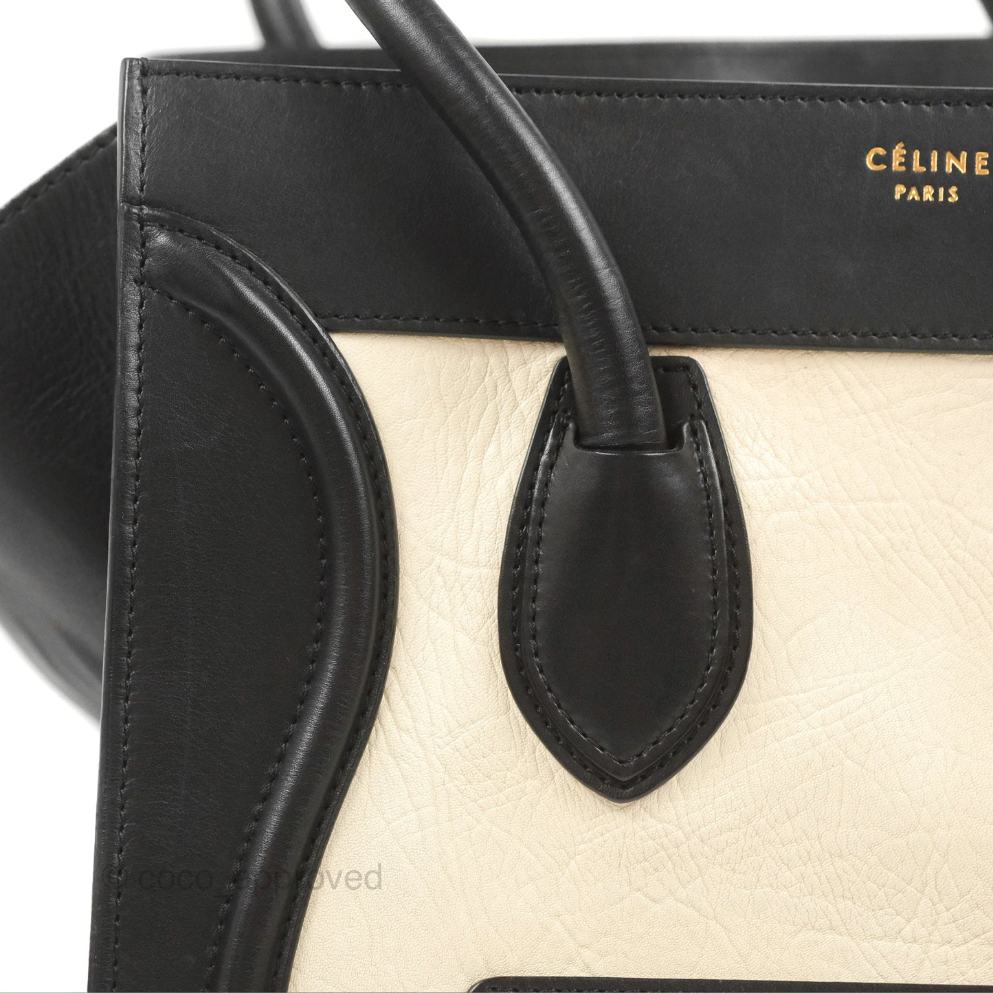 Celine Mini Luggage Bag Black/White Aged Calfskin
