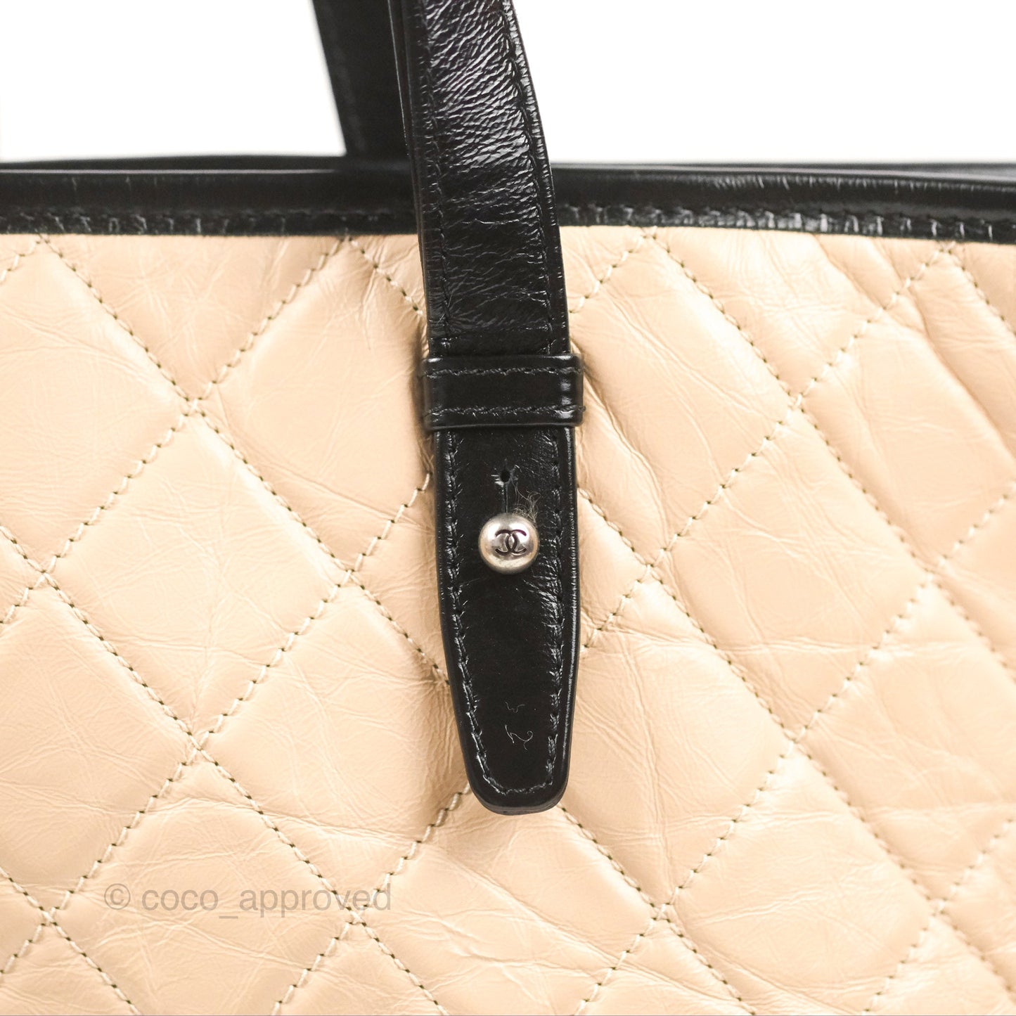 Chanel Large Gabrielle Shopping Tote Quilted Beige Aged Calfskin