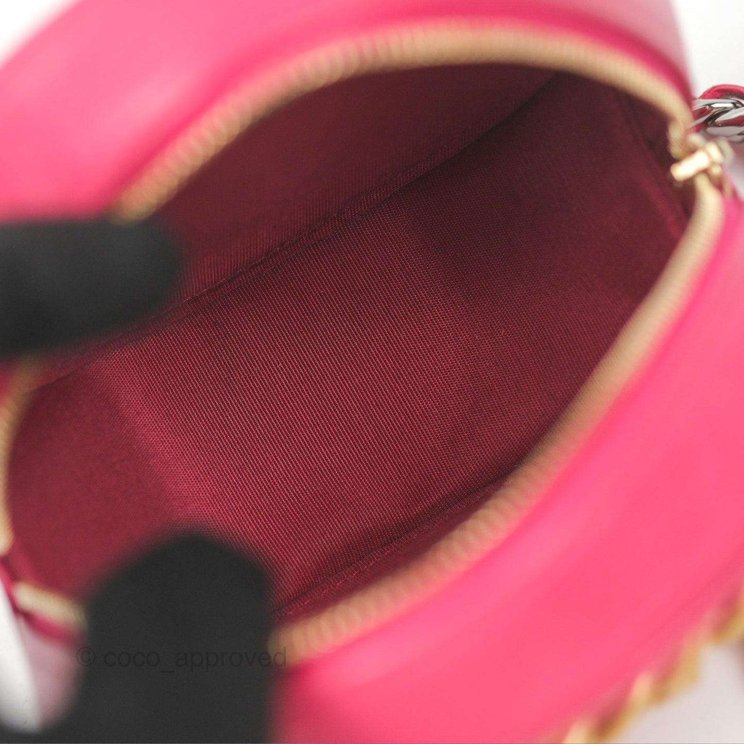 Chanel 19 Round Clutch With Chain Dark Pink Mixed Hardware