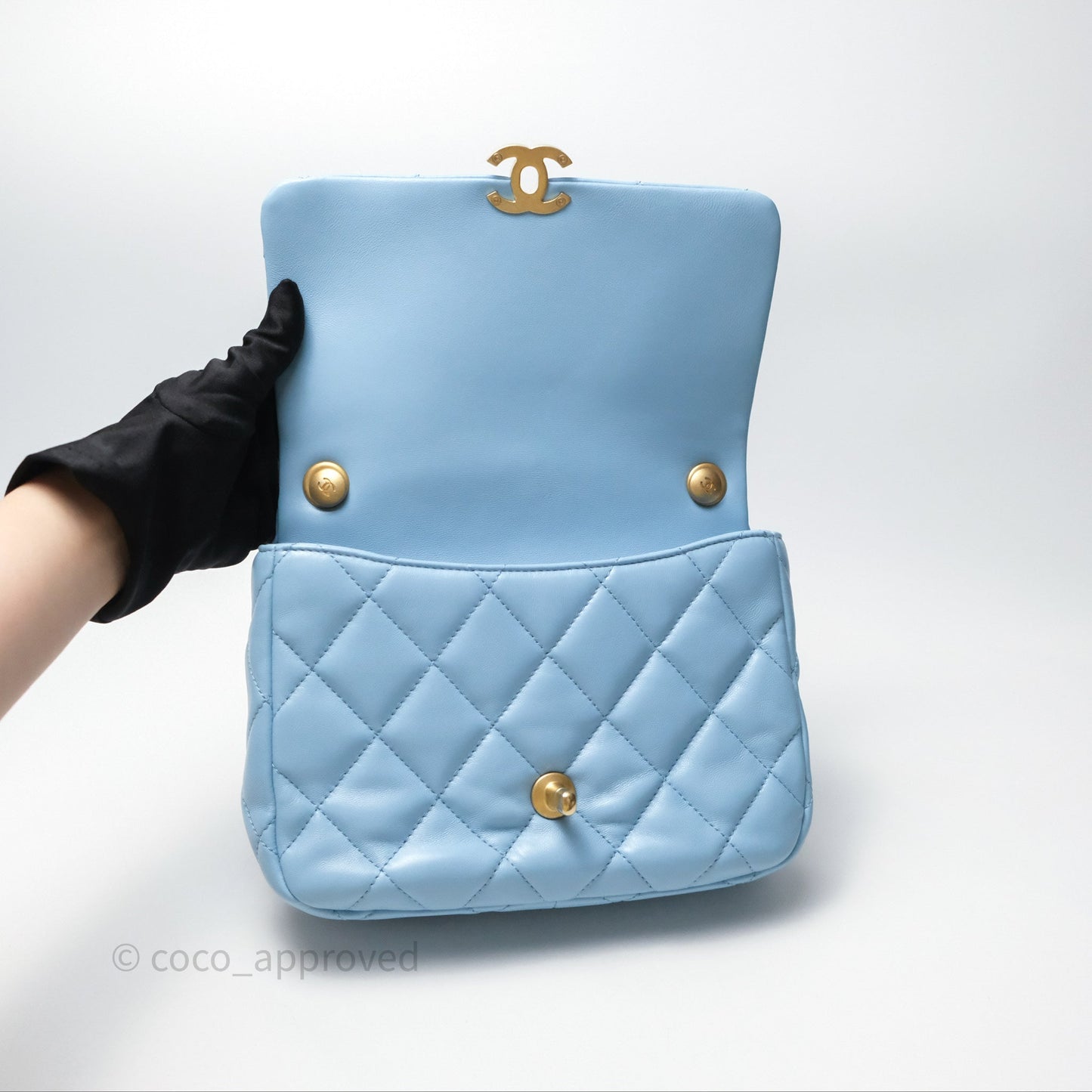 Chanel Small Flap Bag Blue Lambskin Gold and Lacquered Metal 22S