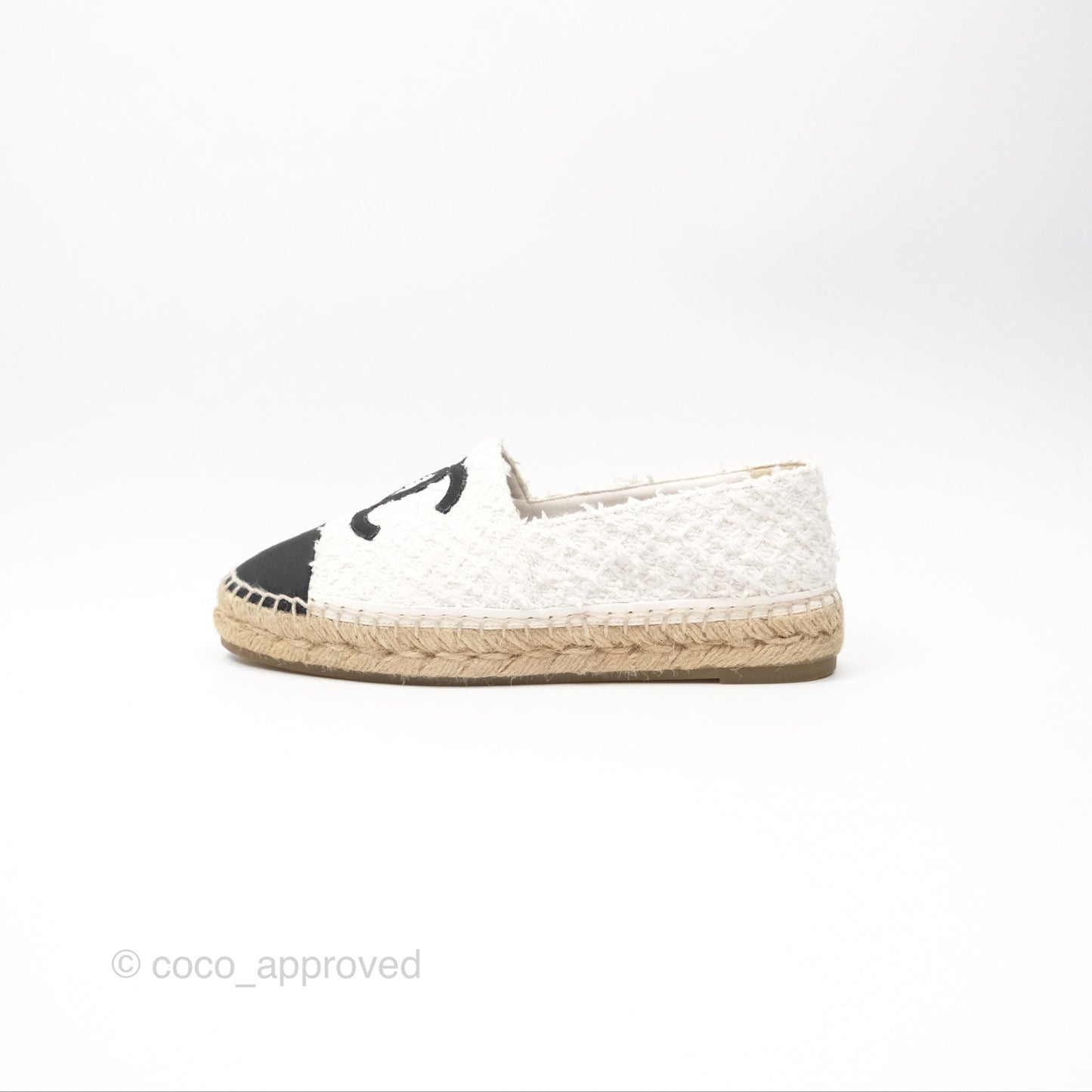 Chanel Espadrille Black White Tweed Size 39