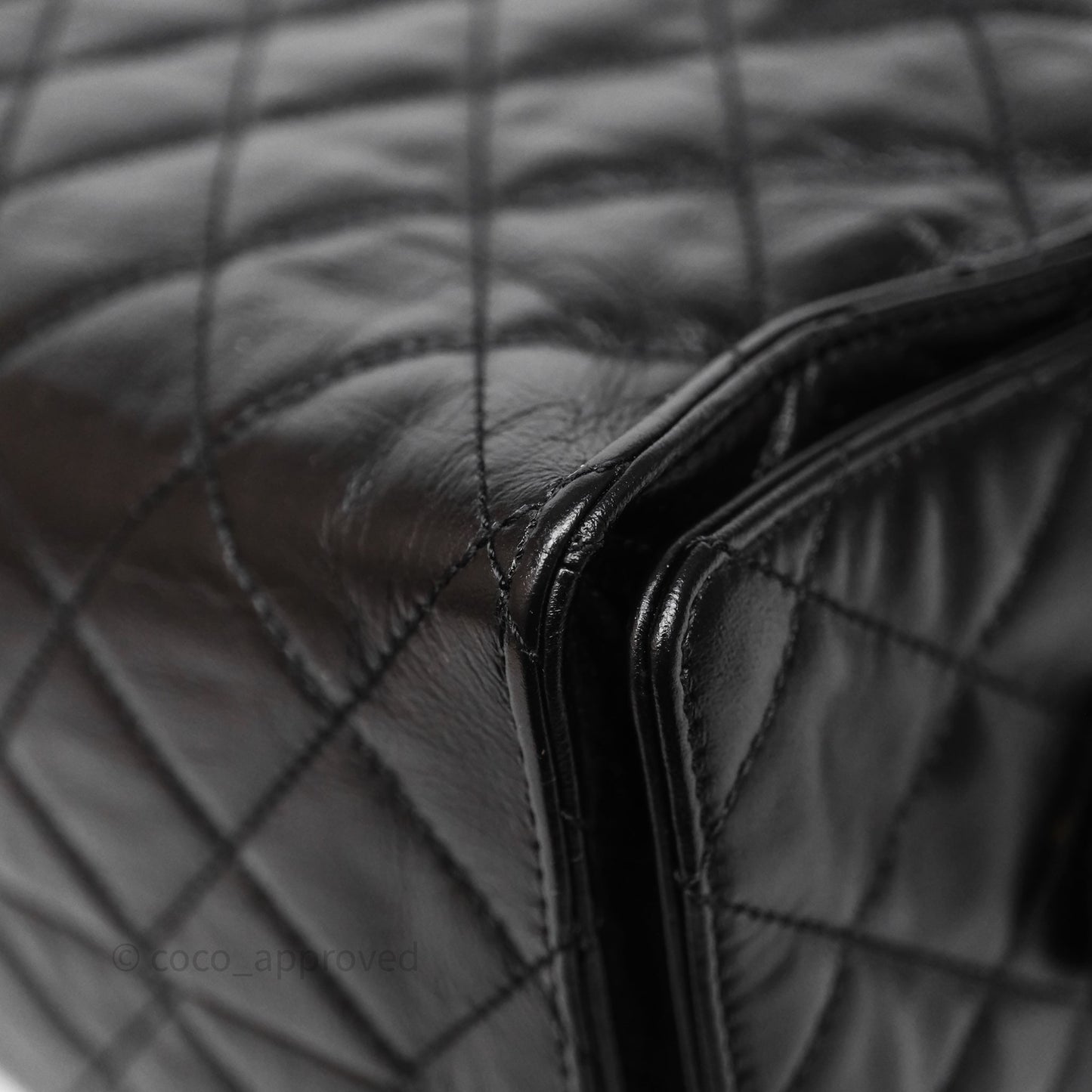 Chanel 25 Medium Black Crumpled Calfskin Aged Gold Hardware