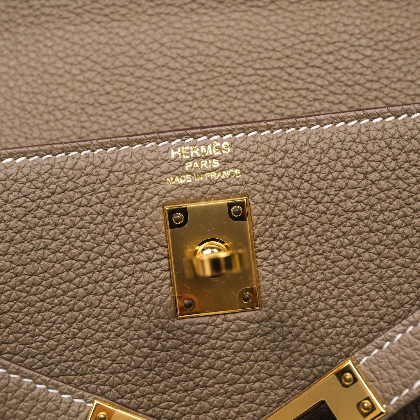 Hermes Kelly 25 Etoupe 18 Togo Gold Hardware