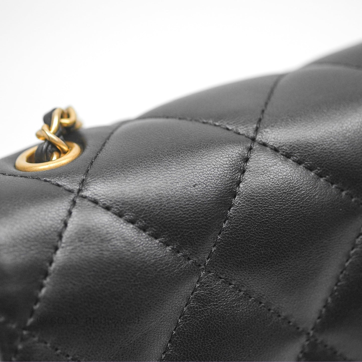 Chanel Mini Flap Bag With Heart CC Charm Black Lambskin Aged Gold Hardware