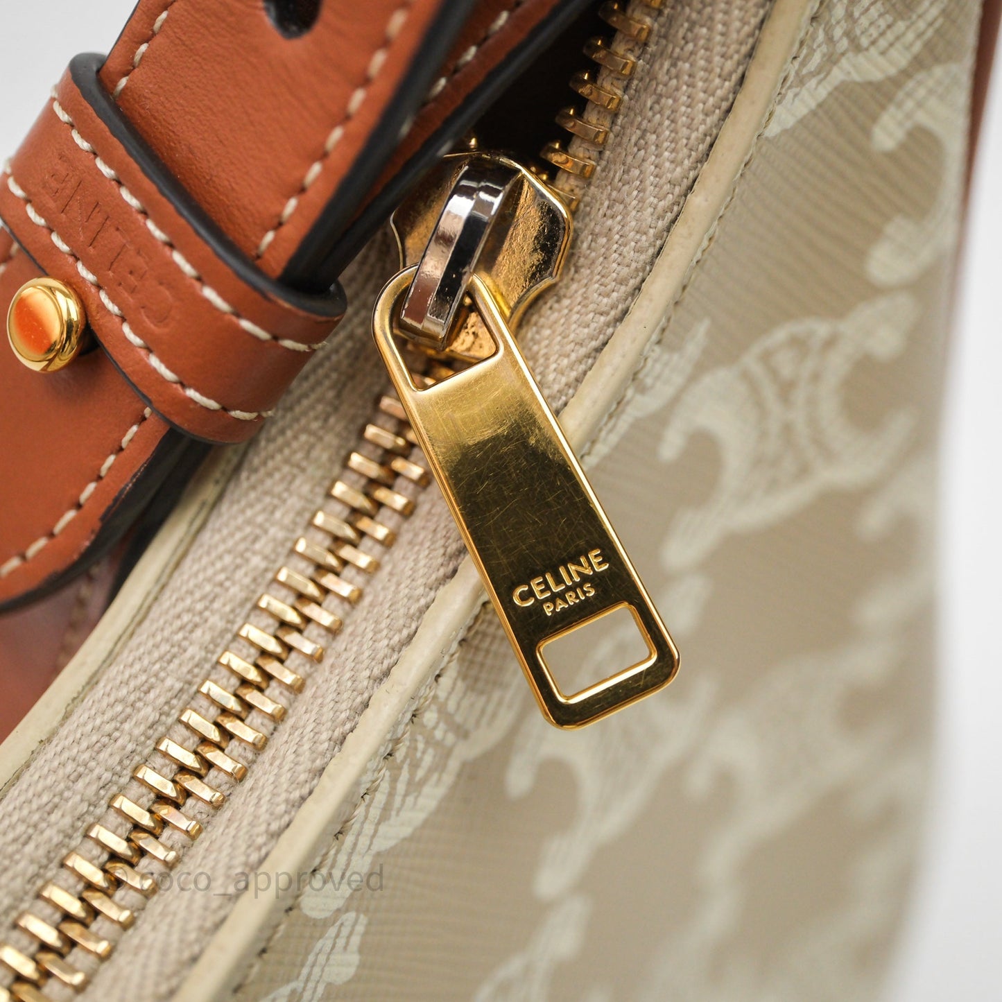 Celine Ava Bag In Triomphe Canvas Calfskin Grege
