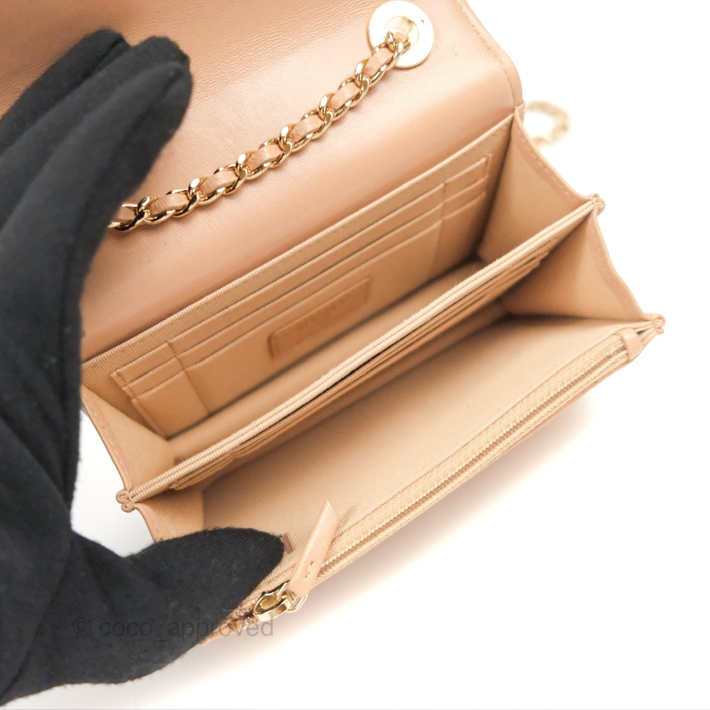 Chanel Mini Trendy WOC Beige Lambskin Gold Hardware 22B