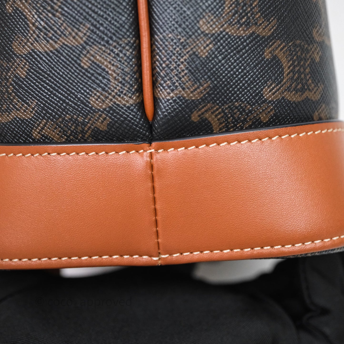 Celine Small Bucket Triomphe Canvas Tan Calfskin