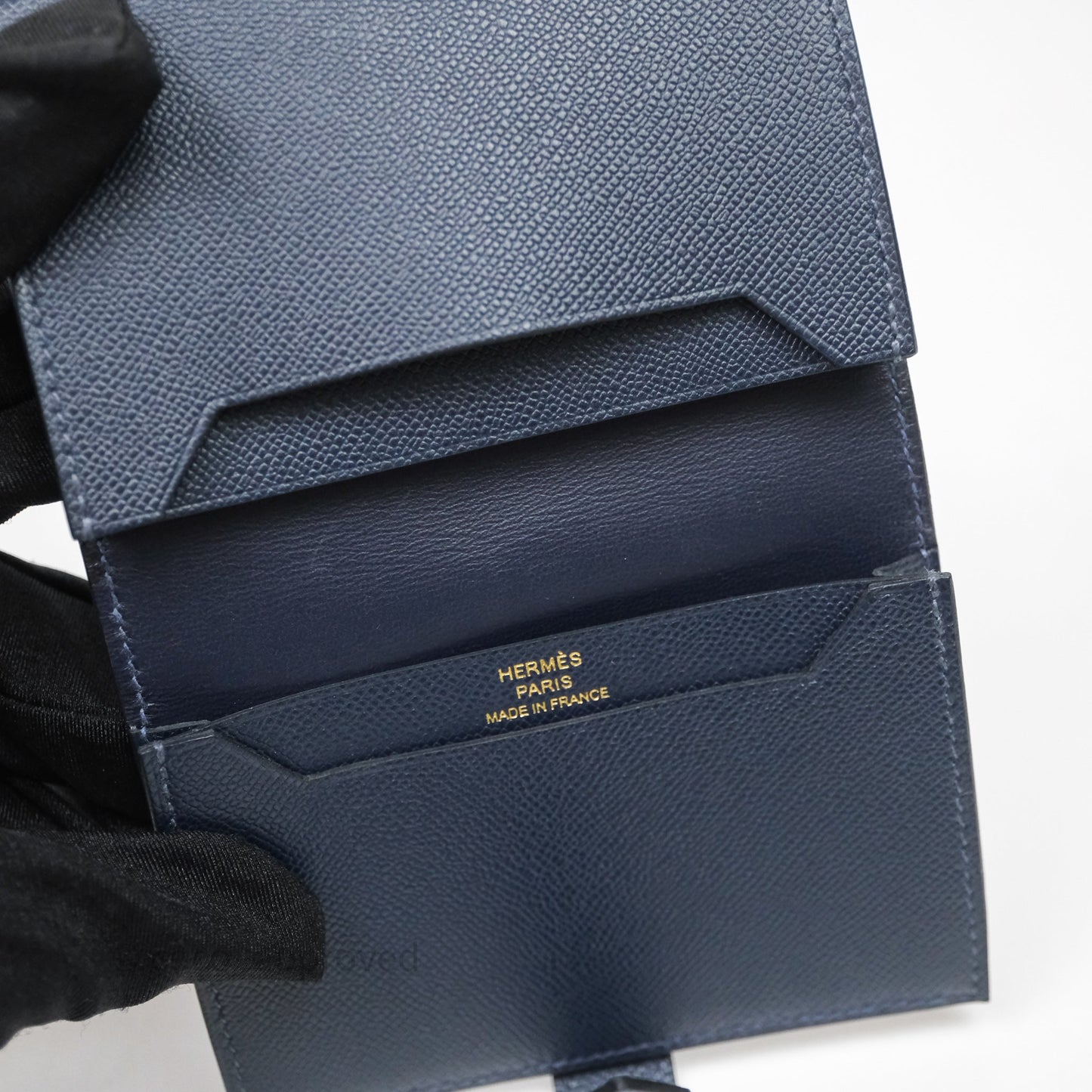 Hermès Bearn Mini Wallet Bleu Nuit 2Z Epsom Gold Hardware