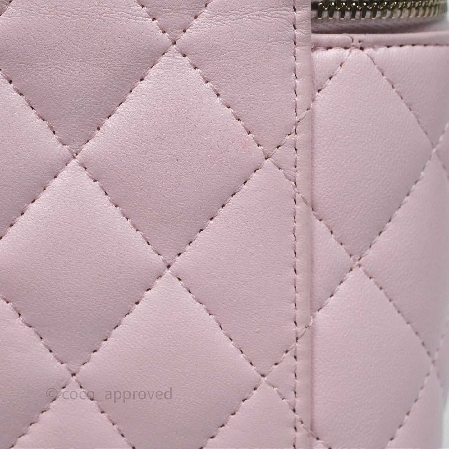 Chanel Vanity Rectangular Top Handle Light Pink Lambskin Gold Hardware