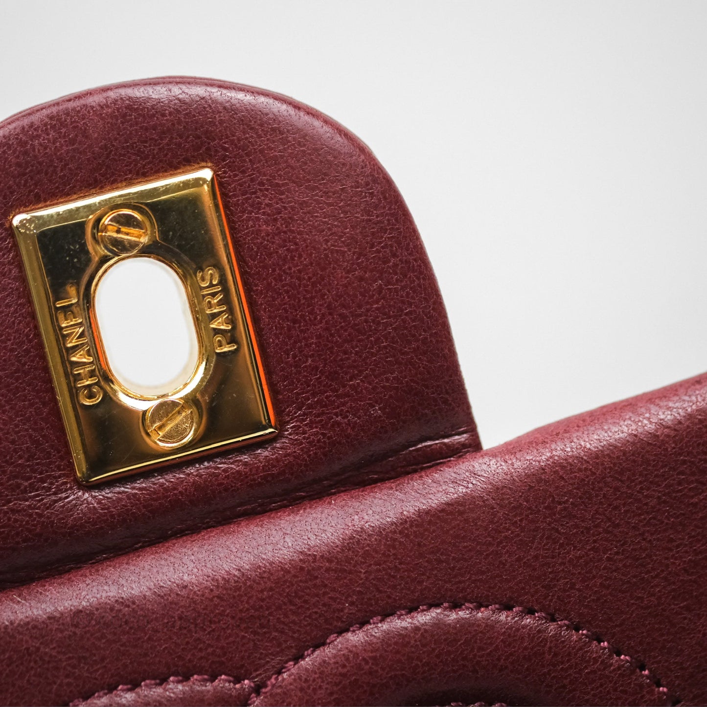 Chanel Vintage Mini Square Burgundy Lambskin 24K Gold Hardware
