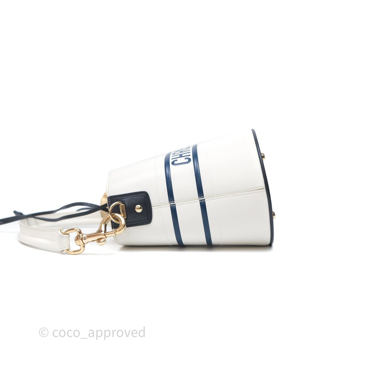 Dior Small Vibe Bucket Bag White Navy Smooth Calfskin