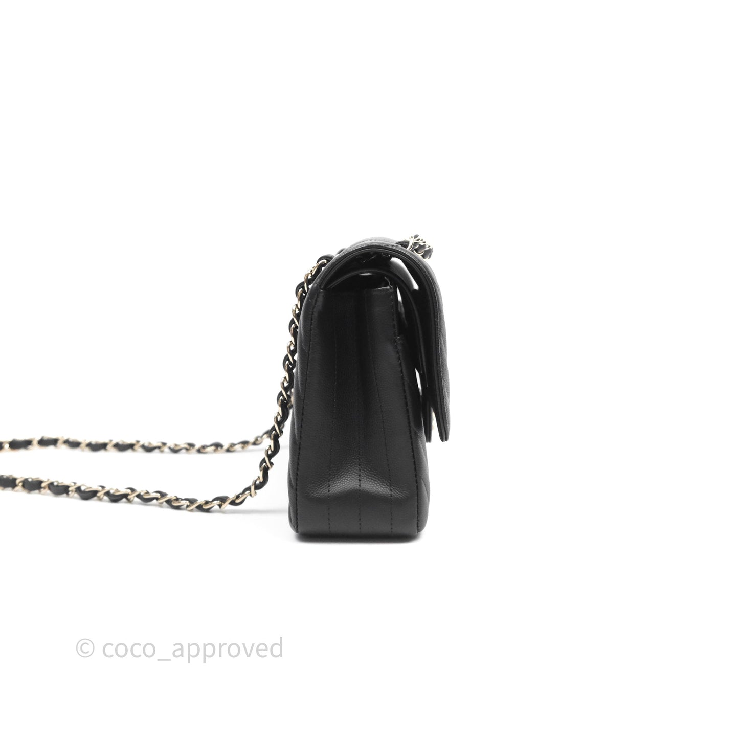 Chanel Classic M/L Medium Flap Chevron Black Caviar Gold Hardware