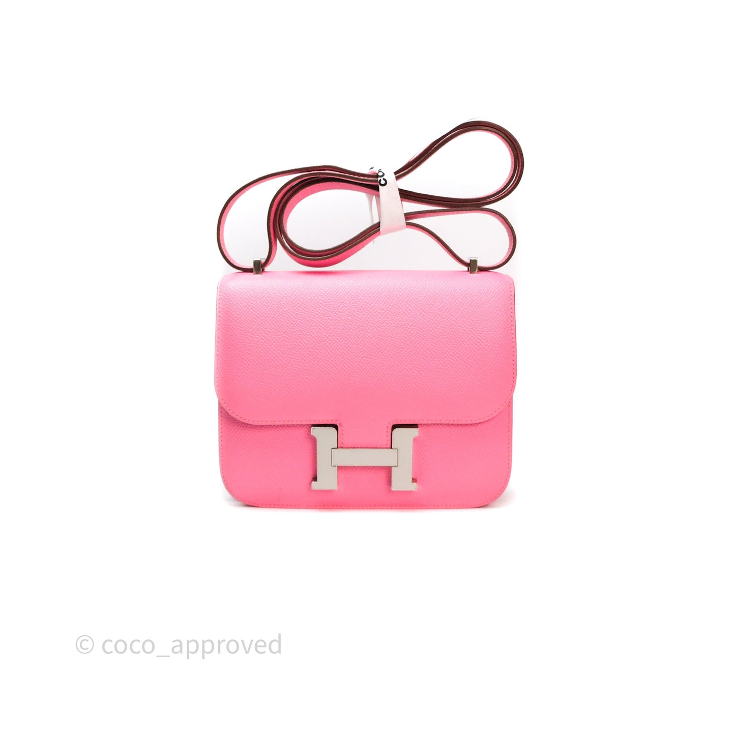 Hermès Constance Mini 18cm Rose d'ete Epsom Palladium Hardware