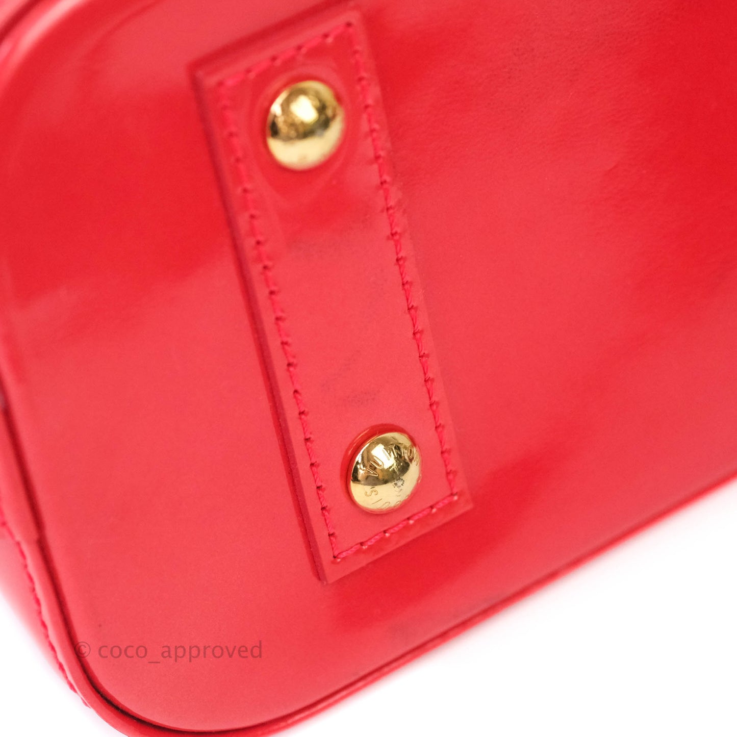 Louis Vuitton Alma BB Patent Red Gold Hardware