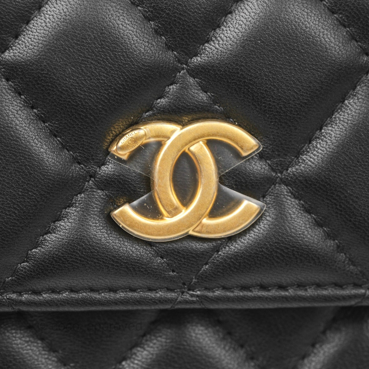 Chanel Mini WOC Phone Holder with Camellia Adjustable Chain Black Lambskin