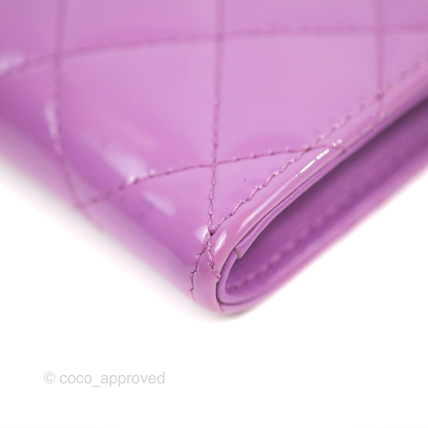 Chanel Classic Quilted Key Holder Purple Patent Gold Hardware
