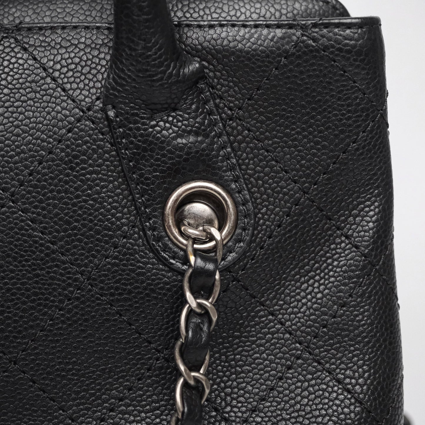 Chanel Quilted Shopping Tote Black Caviar Ruthenium Hardware