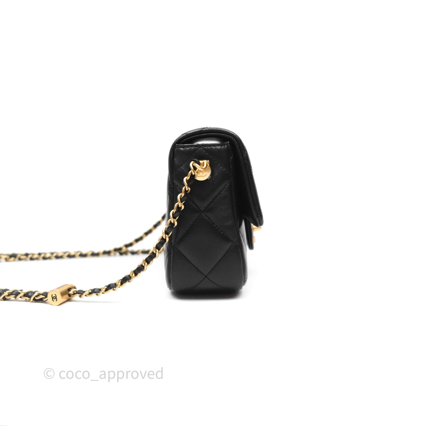 Chanel Quilted My Perfect Mini With Pearl Black Lambskin Gold Hardware 21K