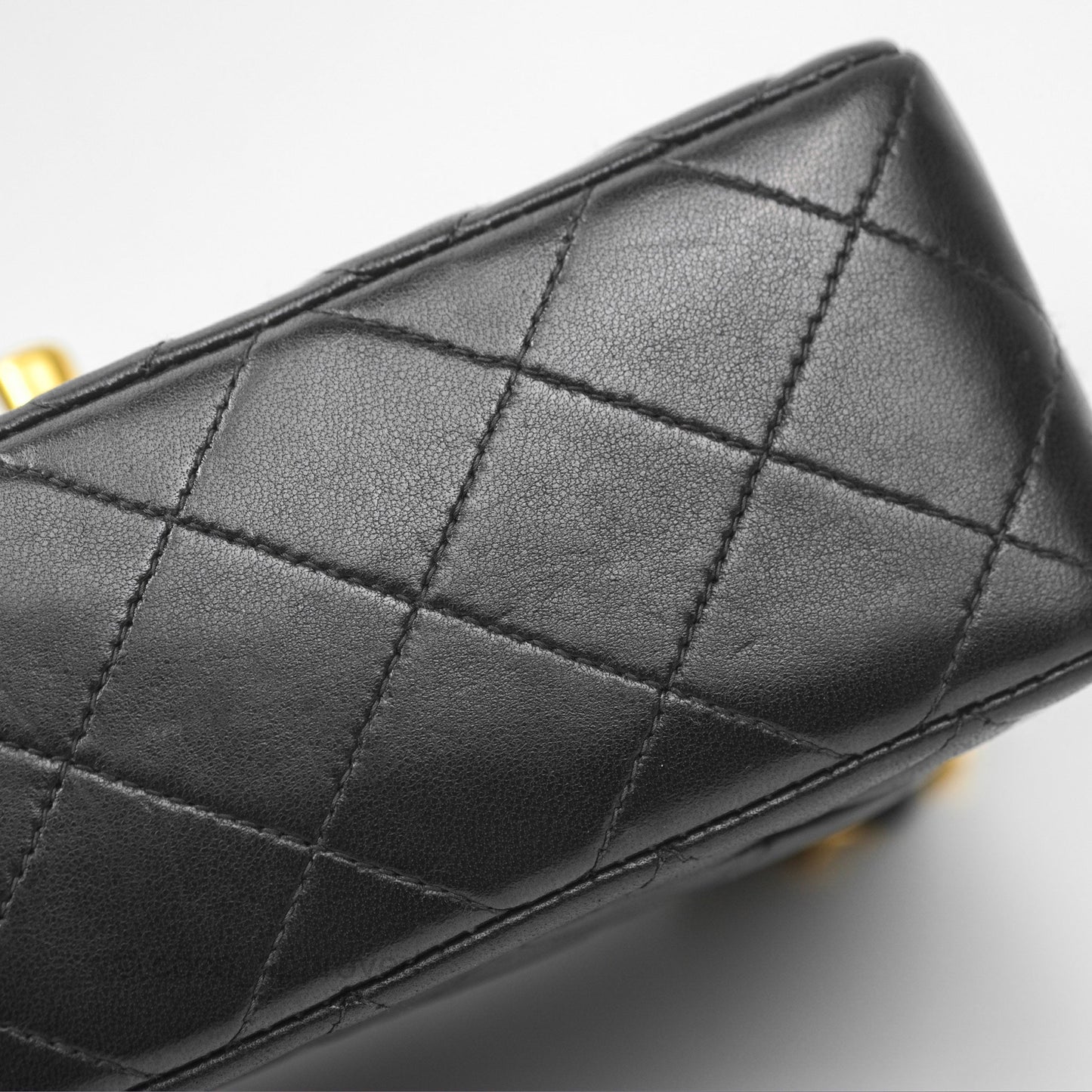 Chanel Vintage Mini Square Black Lambskin 24K Gold Hardware
