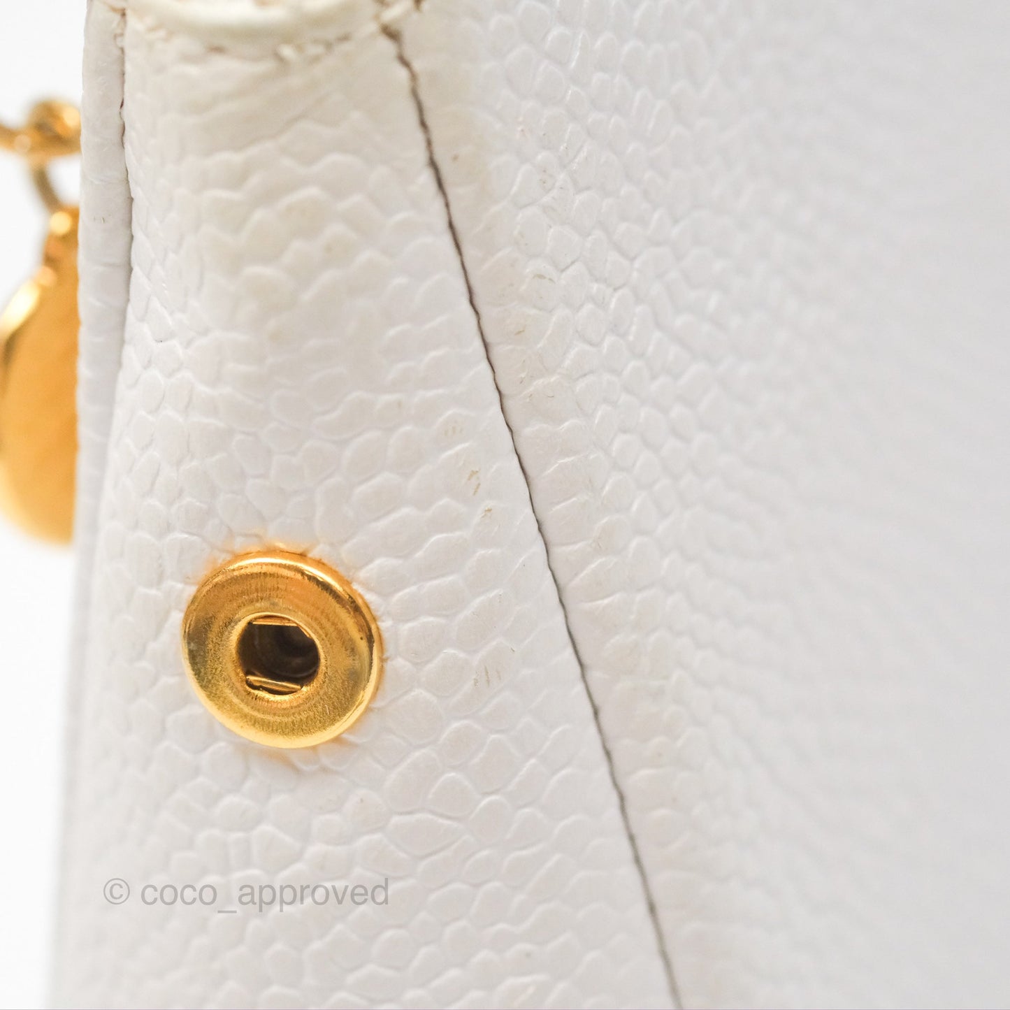 Chanel Vintage CC Clutch White Caviar Gold Hardware