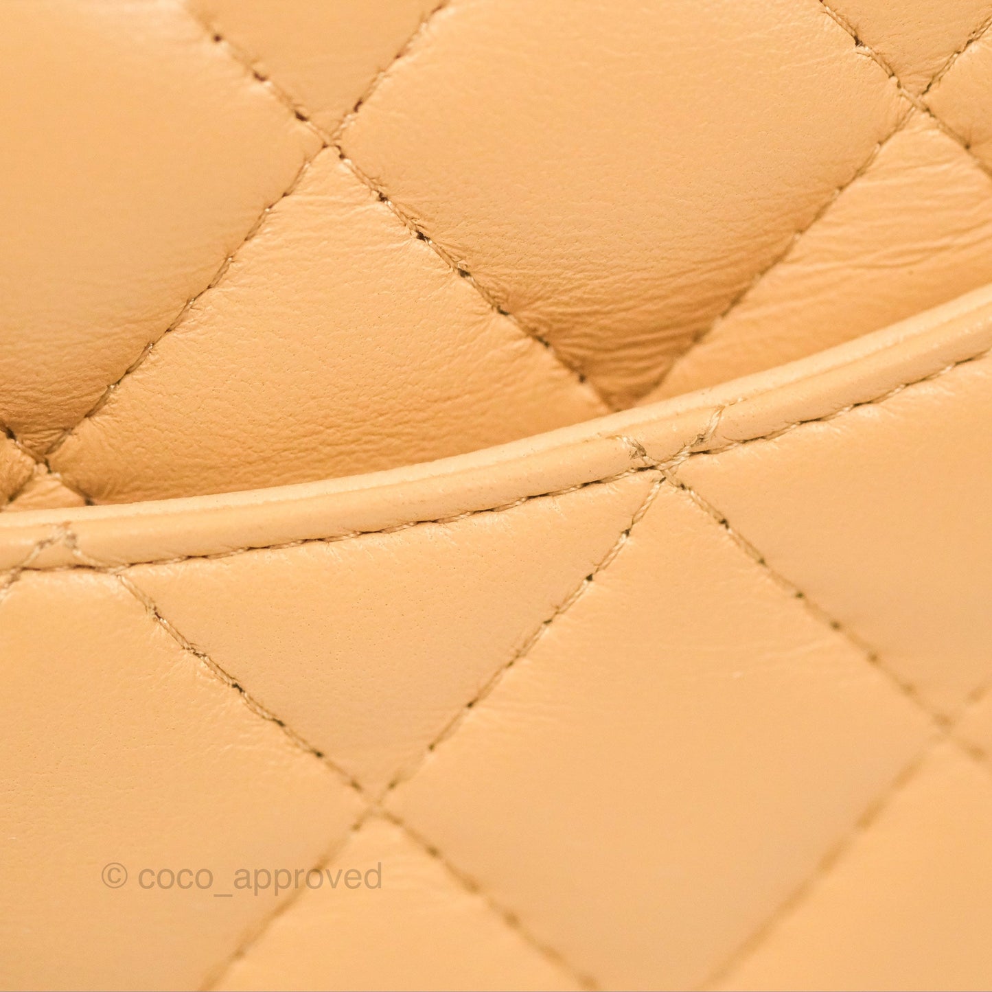 Chanel Quilted Mini Rectangular Flap Beige Lambskin Gold Hardware