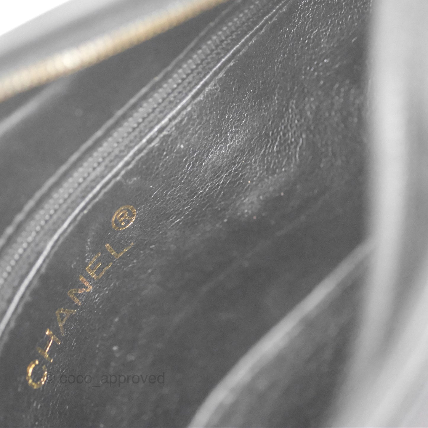 Chanel Vintage White CC Camera Bag Black Lambskin Gold Hardware