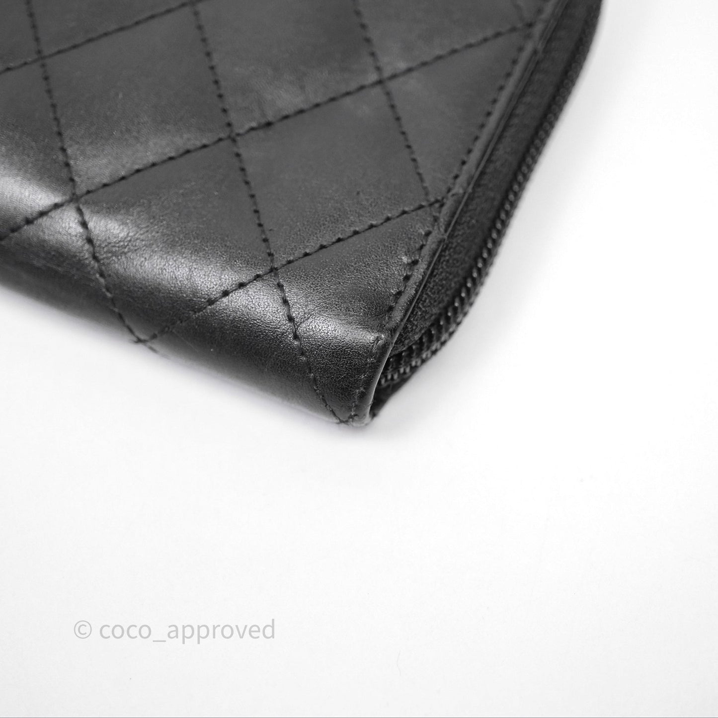 Chanel Quilted Cambon Yen Zip Long Wallet Black Calfskin Silver Hardware