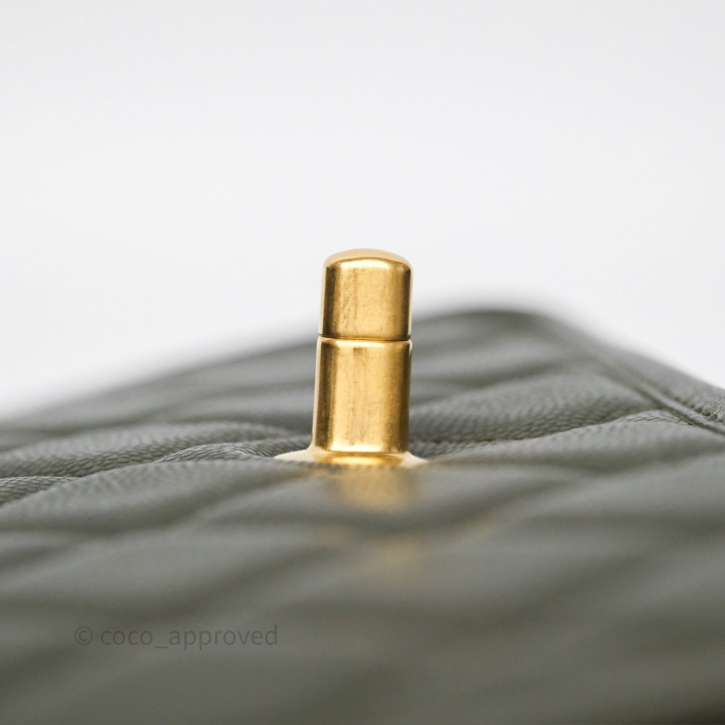 Chanel School Memory Top Handle Flap Army Green Caviar Aged Gold Hardware