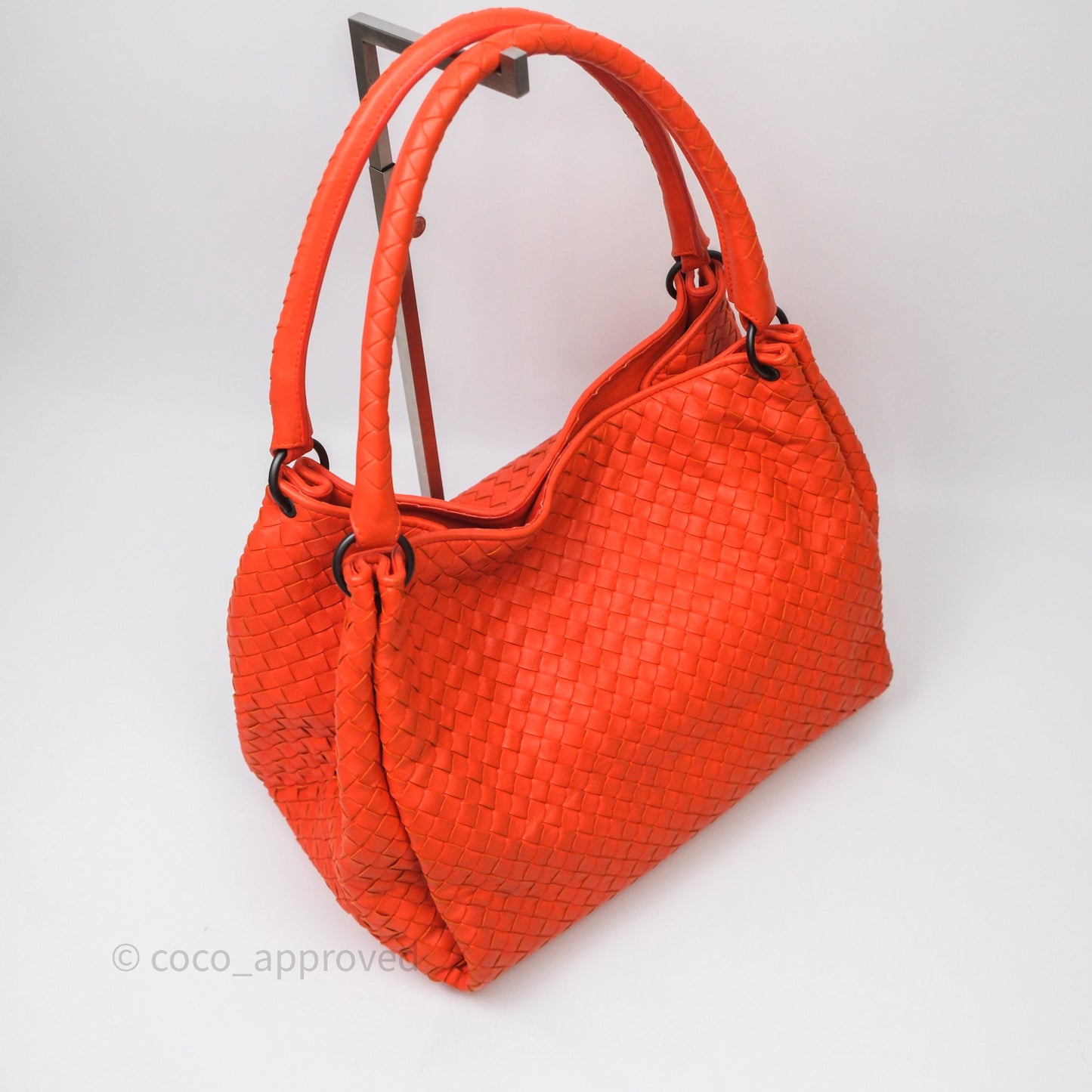Bottega Veneta Nappa Intrecciato Parachute Tote Bag Orange