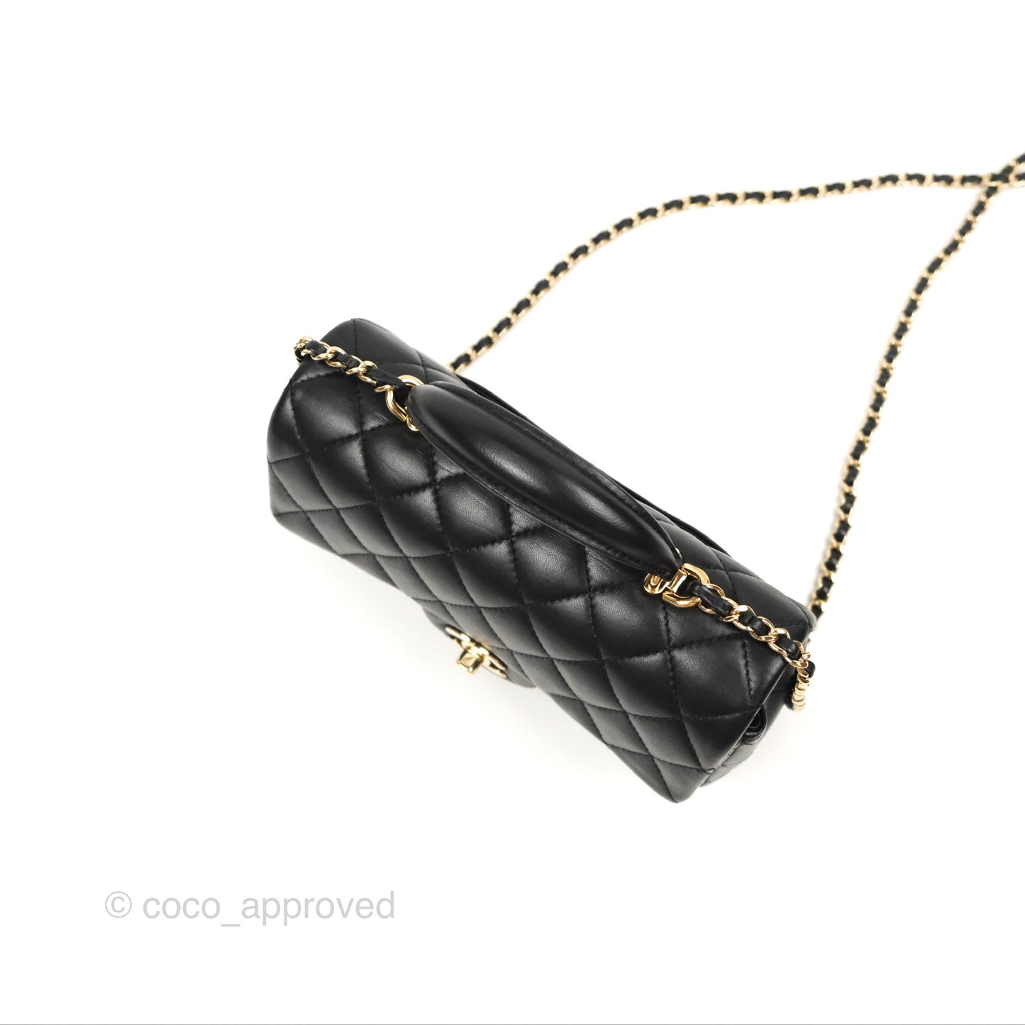 Chanel Top Handle Mini Rectangular Flap Bag Black Lambskin Gold Hardware