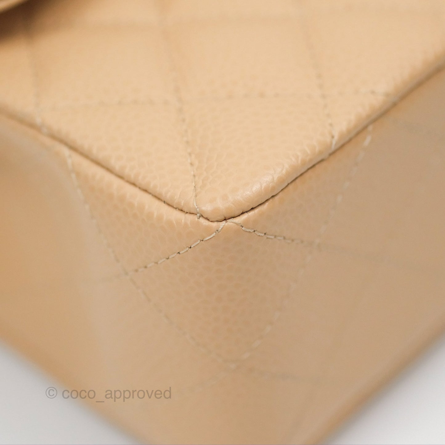 Chanel Small Quilted Classic Flap Beige Caviar Gold Hardware