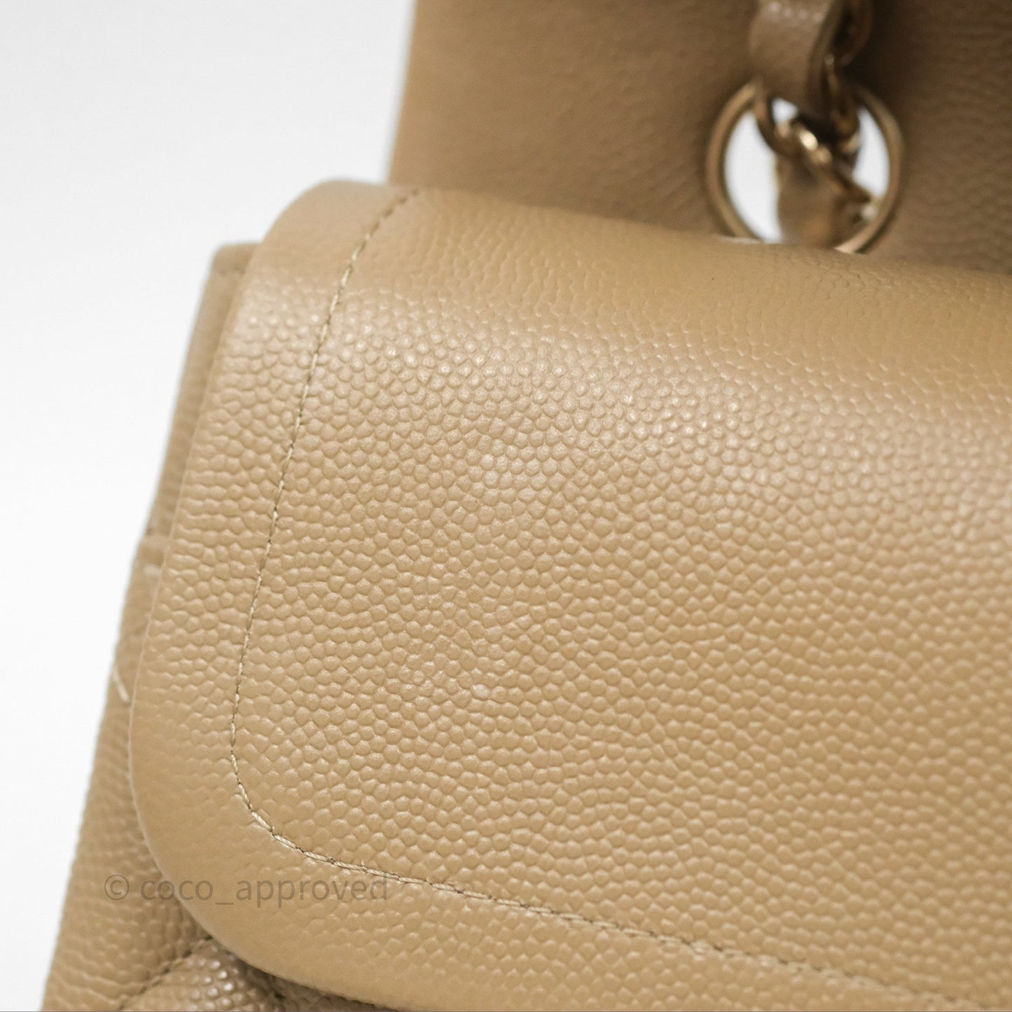 Chanel Classic M/L Medium Flap Quilted Dark Beige Caviar Gold Hardware