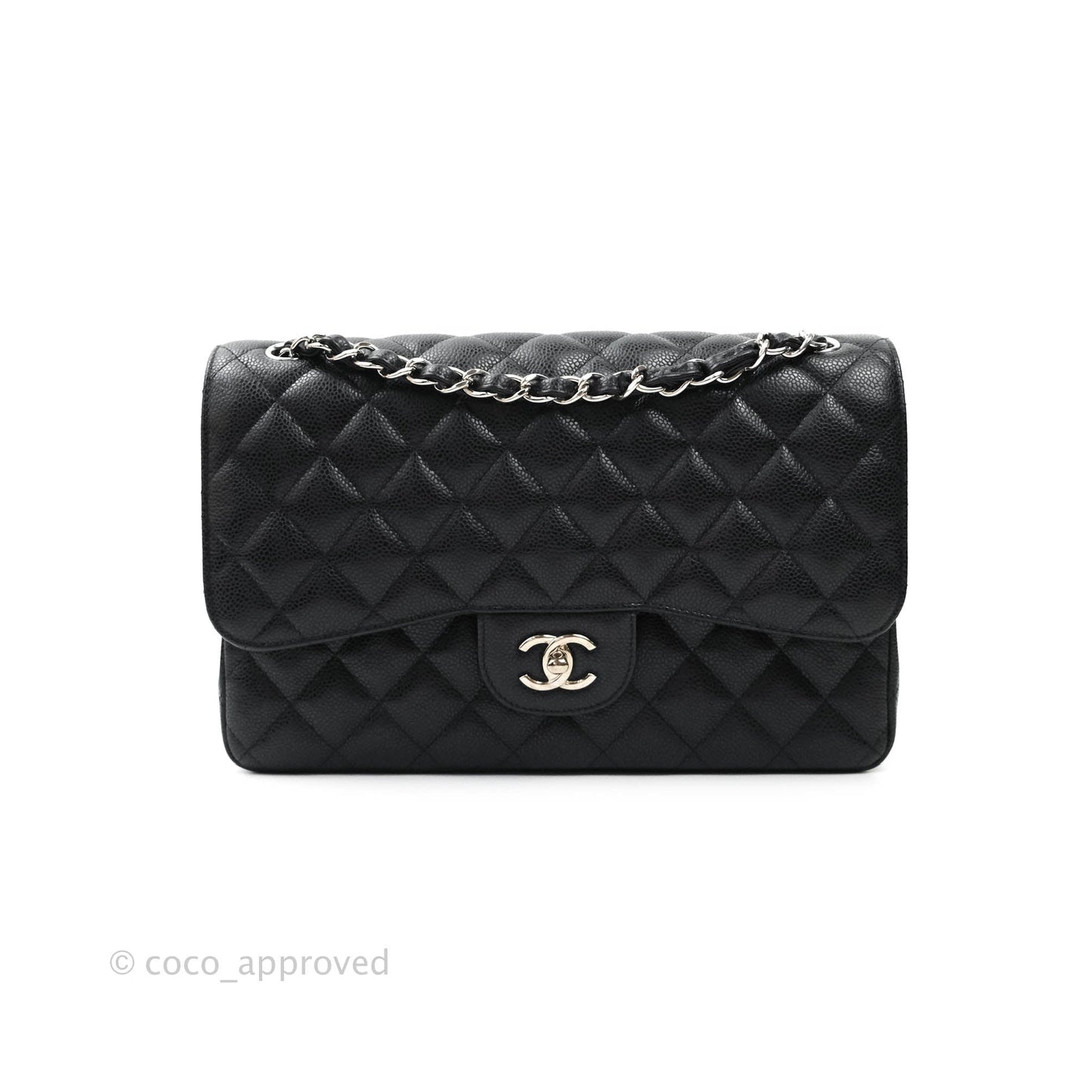 Chanel Jumbo Double Flap Black Caviar Silver Hardware⁣⁣