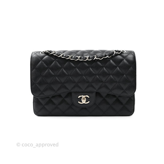 Chanel Jumbo Double Flap Black Caviar Silver Hardware⁣⁣