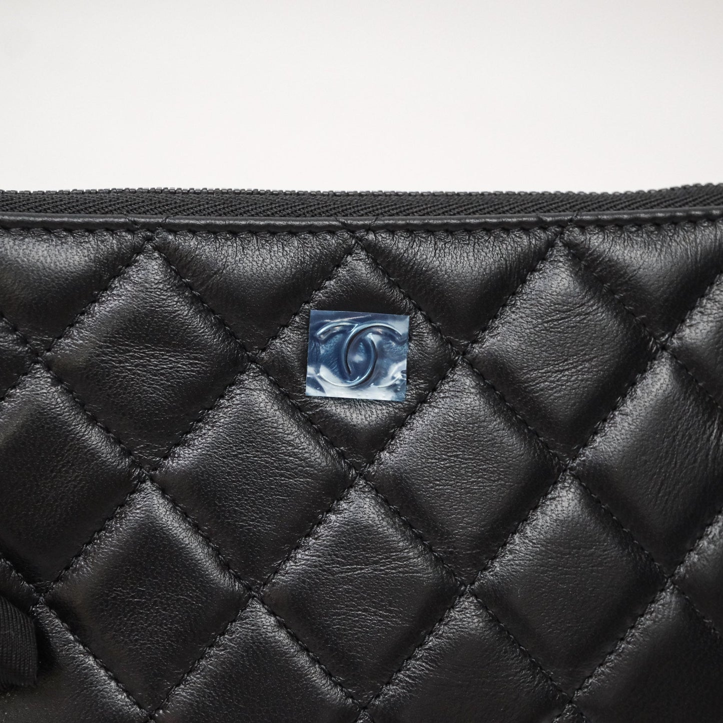 Chanel Classic Mini Quilted O Case So Black Lambskin Black Hardware