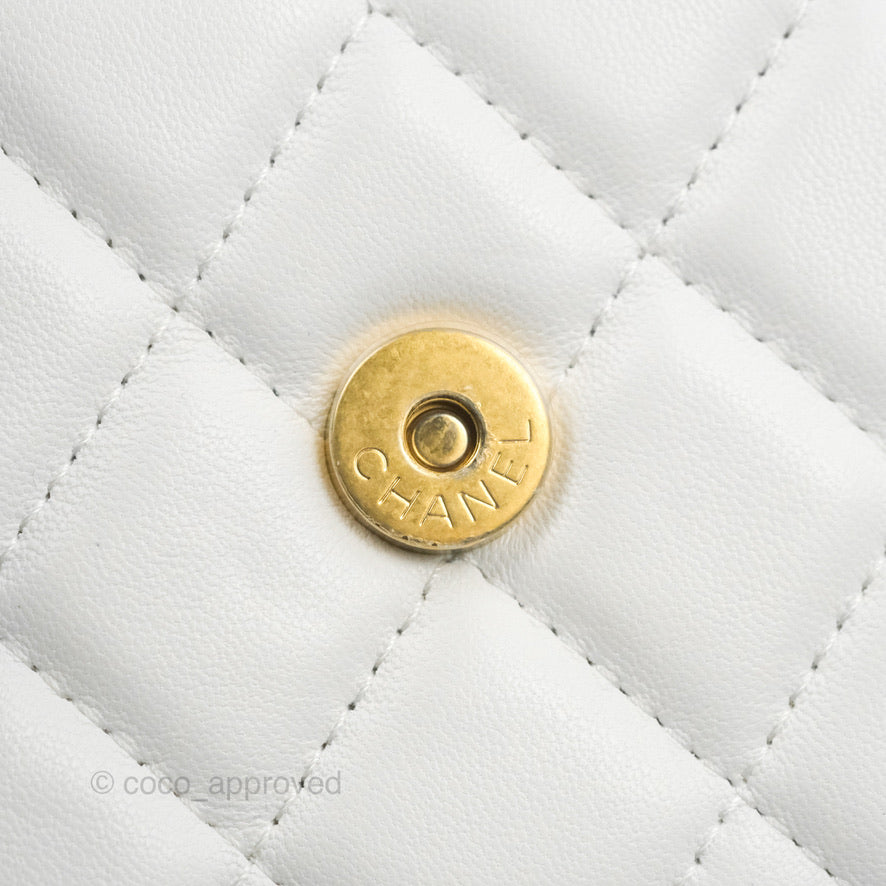 Chanel Mini Resin Chain Wallet on Chain WOC White Lambskin Gold Hardware