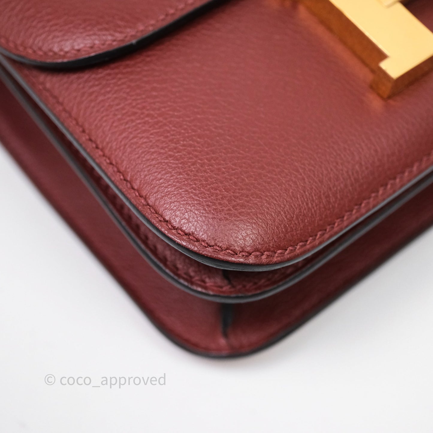 Hermès Mini Constance Rouge H Evercolor Gold Hardware