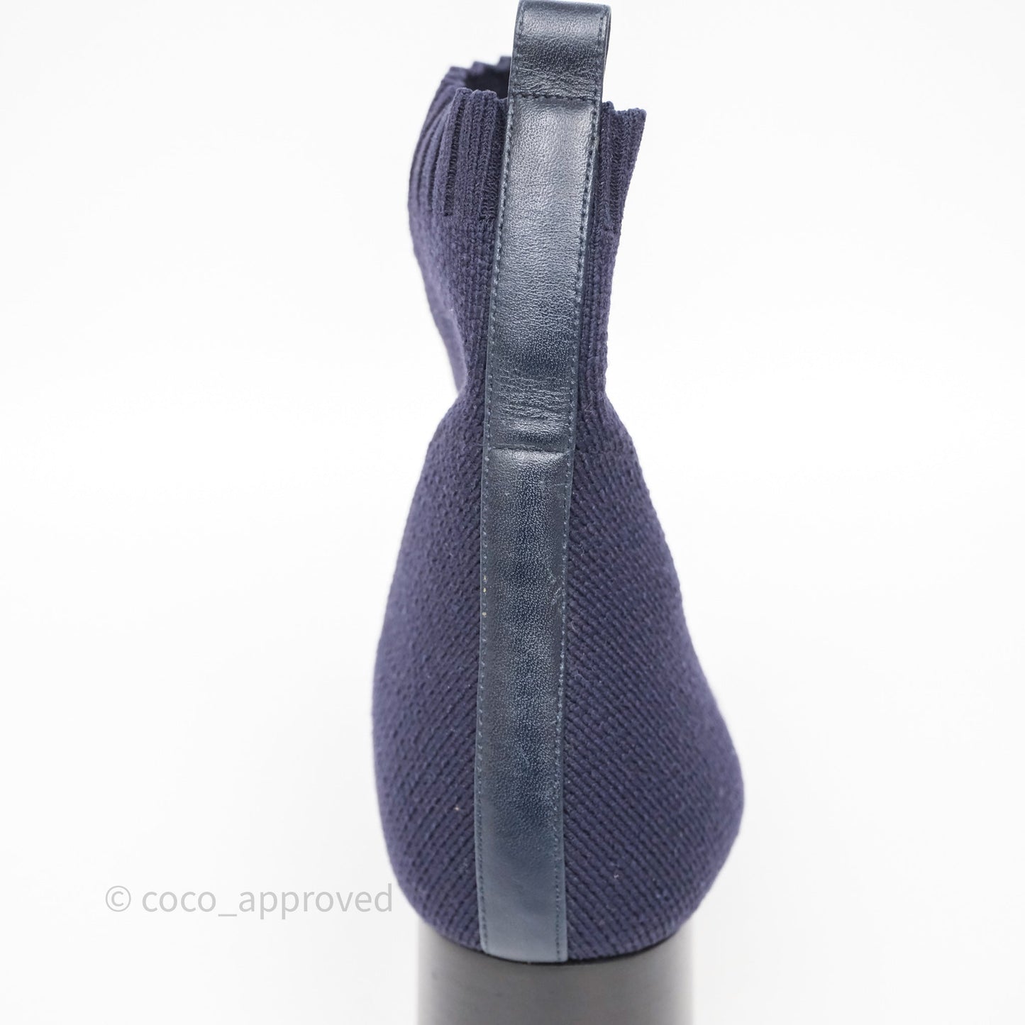 Hermes Knit Calfskin Volver 60 Ankle Boots Bleu Diplomatique Size 38