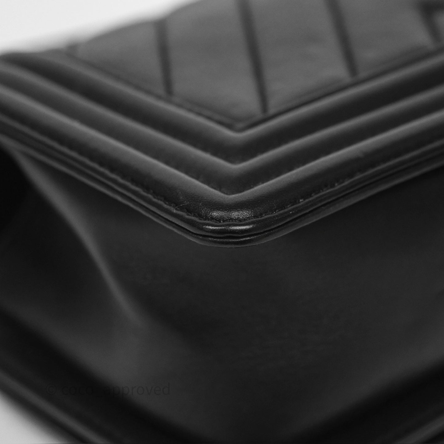 Chanel Small Boy Chevron Black Calfskin Silver Hardware