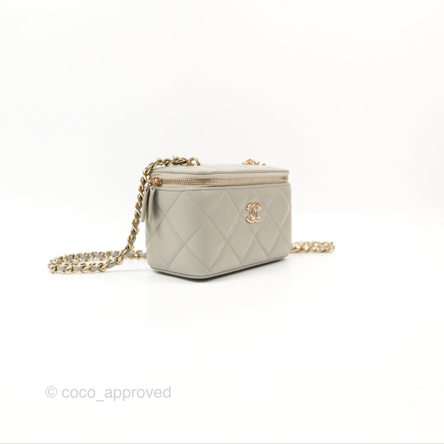 Chanel Vanity with Resin Chain Grey Lambskin Gold Hardware