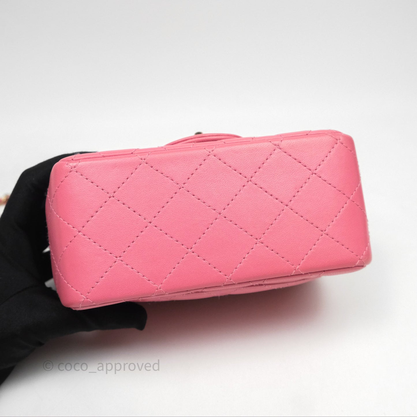 Chanel Mini Square Flap Quilted Pink Lambskin Gold Hardware