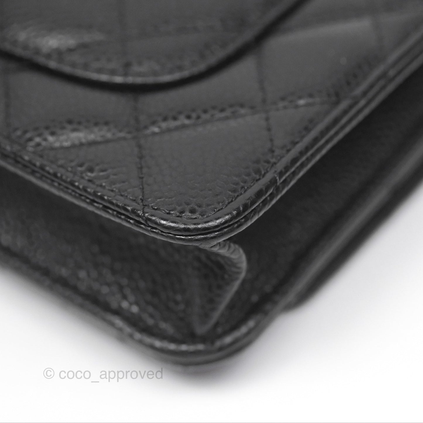 Chanel Classic Wallet On Chain WOC Quilted Black Caviar Silver Hardware