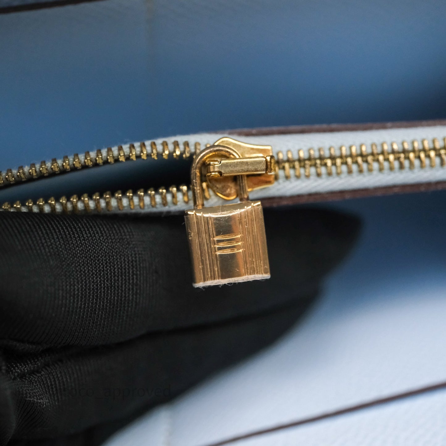 Hermes Kelly To Go Bleu Brume Epsom Gold Hardware